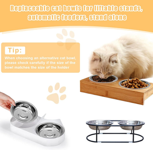5 PCS Cat Bowls Whisker Friendly, Shallow Wide Flat Cat Food Bowls Stainless Steel,Metal Cat Dishes Whisker Fatigue Relief,Replacement Basic Cat P...