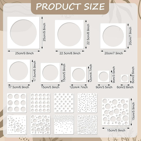 16Pcs Circle Stencils Round Polka Dot Templates Stencils Reusable Plastic Drawing Painting Template for DIY Art Craft Painting on Wood...