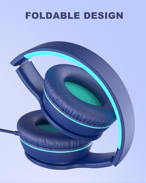 ELECDER i45 On-Ear Headphones with Microphone - Foldable Stereo Bass, Portable Wired Headphones with No-Tangle 1.5M Cord, 3.5MM Jack for School/Ki...