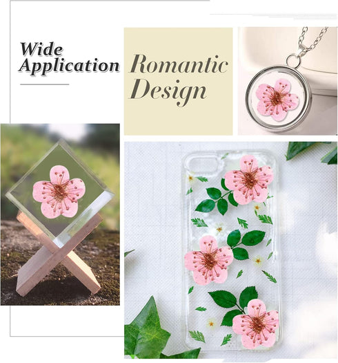 Dried Pressed Flowers for Resin, 60PCS Pink Real Pressed Dried Little Plum Blossom Flower with Forceps for Scrapbooking DIY Candle Decor Jewelry S...