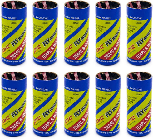 PIC FR10B 69060216325 Fly Ribbons Fruit Fly Traps for Indoors and Outdoors, Bug Trap for Winged Insects, Set of 10...
