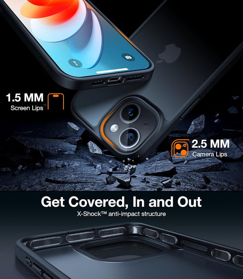 TORRAS Shockproof Designed for iPhone 13 Mini Case, 10 FT Military Drop Protection Translucent Hard PC Back with Soft Edge Protective Slim 13 Mini...