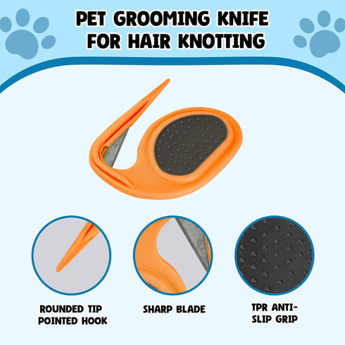 2Pcs Knotting Comb for Cat and Dog Dog Knot Remover Cat Knot Cutter for Pets Puppy Kitten Brush Hair Knot Removal Tool (Orange)...