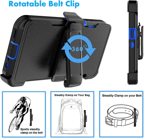 Njjex Rugged Case for Samsung Galaxy A15 5G, for Galaxy A15 5G Case with Belt Clip Holster, Built-in Screen Protector Heavy Duty Shockproof Lockin...