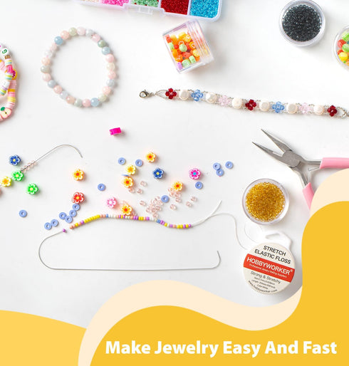 Hobbyworker Bead Spinner Needles, Big Eye Bending Beaded Needles Suitable for Clay Beads Seed Beads, Beads Rotating Needles Bracelet Necklace Jewe...