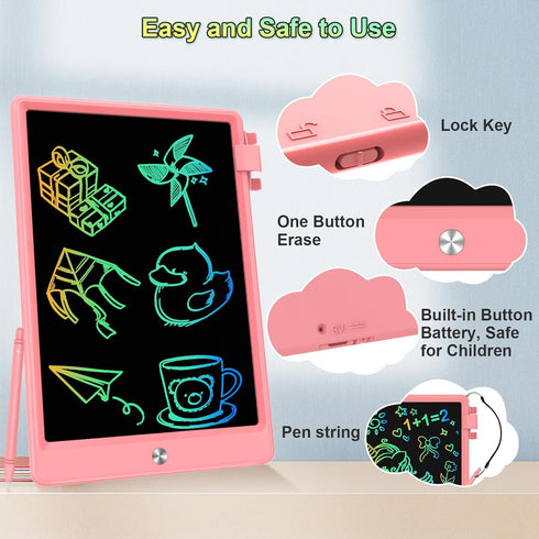 LCD Writing Tablet for Kids, 12.9 Inch Colorful Toddler Doodle Board Tablet, Erasable Drawing Pad, Learning Toy for 3-8 Years Old Boys Girls - Chr...
