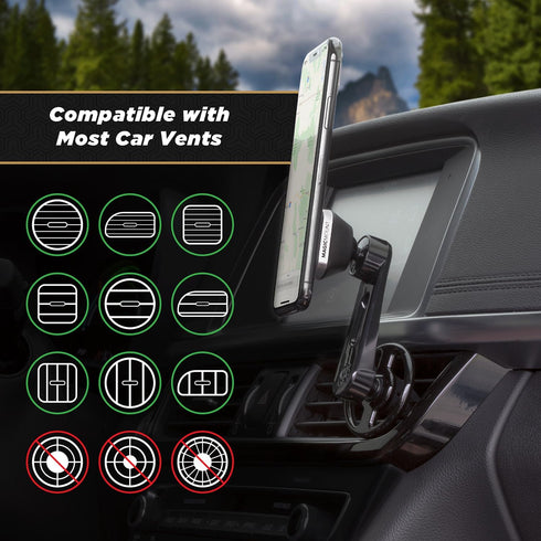 Scosche MM2VP2SR-SP MagicMount Pro Magnetic FreeFlow Vent Mount Holder Phone Mount for Car, Neodymium Magnet, Adjustable Rotating View, Black...