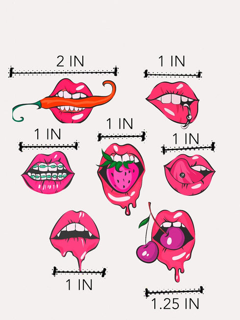 Red Lips Brooch Enamel Pins for Crafts Set Chili Tongue Women Girls - 7 Catching Souls - Pack of 7 pcs...