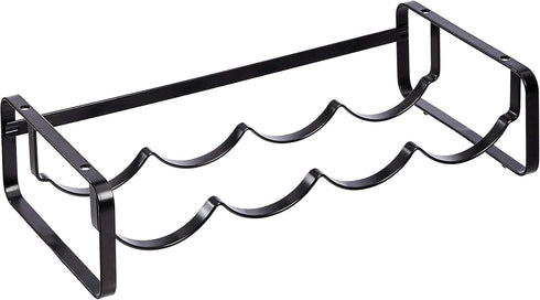 Amazon Basics Tabletop Stackable 4-Bottle Metal Wine Rack, 3.74"D x 15.75"W x 7.87"H, Black...