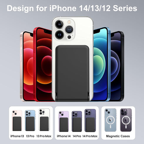 Magnetic Power Bank 5000mAh Wireless Portable Charger with Foldable Stand for Mag-Safe Battery Pack Compatible with iPhone 14/13/12 Mini/Pro/Pro M...