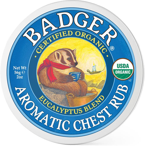 Badger Aromatic Chest Rub, 100% Organic Vaporub w/Eucalyptus & Lavender Essential Oils to Clear & Soothe, All-Natural Chest Congestion Relief for ...