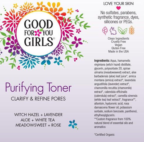 Good For You Girls Hydrating Toner for Face Contains Aloe, Witch Hazel, Meadowsweet, Chamomile, Rosewater, Witch Hazel Toner for Face, Alcohol Fre...
