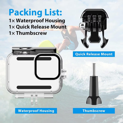 HONGDAK 196ft/60m Waterproof Housing Case for GoPro Hero 12 11 10/9 Black, Protective Underwater Dive Housing Shell with Bracket Accessories for G...