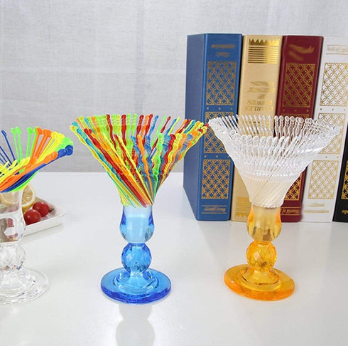 Comicfs 300pcs Disposable Plastic Fruit Forks, 4" Bistro Cocktail Forks Tasting Appetizer Fork Set Toothpick Portable Salad Mini Cake Fork (Clear)...