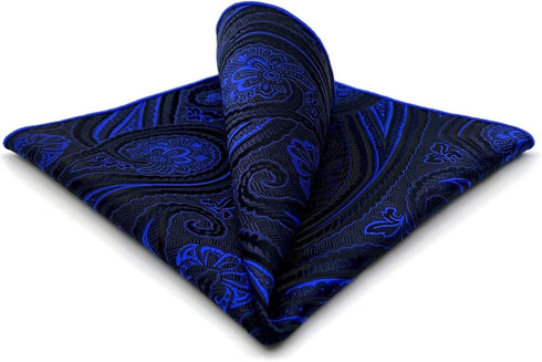 S&W SHLAX&WING Mens Pocket Squares for Suits Blue Navy Paisley Party...