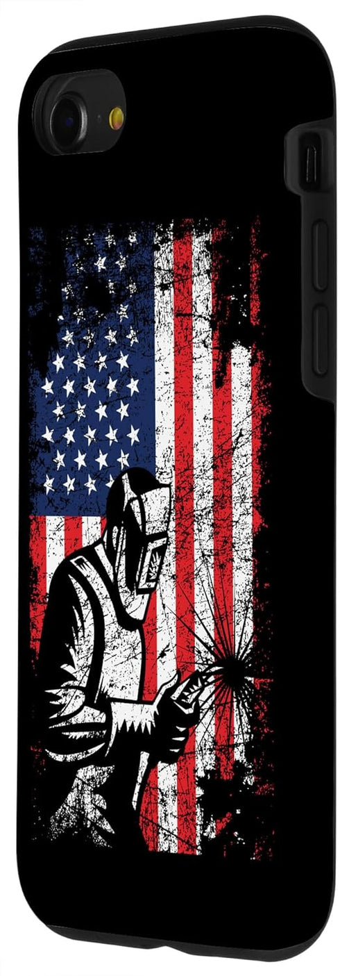 iPhone SE (2020) / 7 / 8 Welder Gifts American Flag Patriotic Distressed Welding Case...