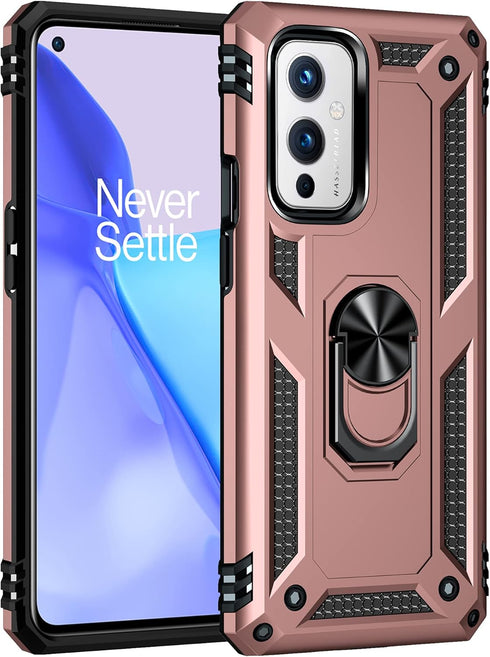 Military Grade Drop Impact for Oneplus 9 Case Oneplus 9 5G Case 360 Metal Rotating Ring Kickstand Holder Armor Heavy Duty Shockproof Case for Onep...