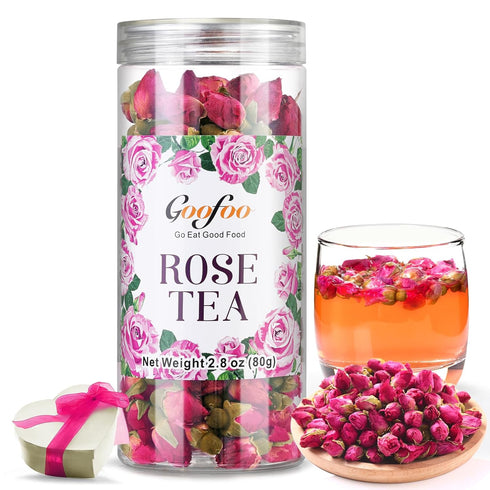 Dried Rose Buds Tea, Edible Roses Whole Flowers Loose Leaf Herbs, Premium Rose Herbal Beverages, Natural Healthy Fragrant, Ideal for Gift, 2.8 oz...