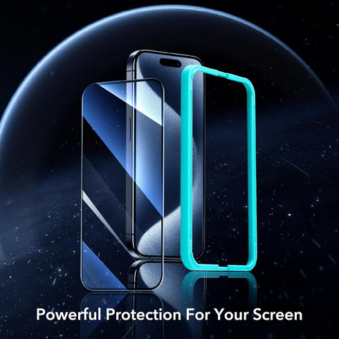 ESR 3 Pack for iPhone 15 Pro Screen Protector, 3 Black Edge Tempered-Glass Film with Easy Installation Tool, 2.5D Curved Edges, Full-Coverage Mili...