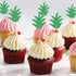 48 Pieces Green Pineapple Palm Leaf Cupcake Toppers Glitter Tropical Food Cocktail Picks Luna Toothpicks Hawaii Cake Decorations Donut Decor for S...
