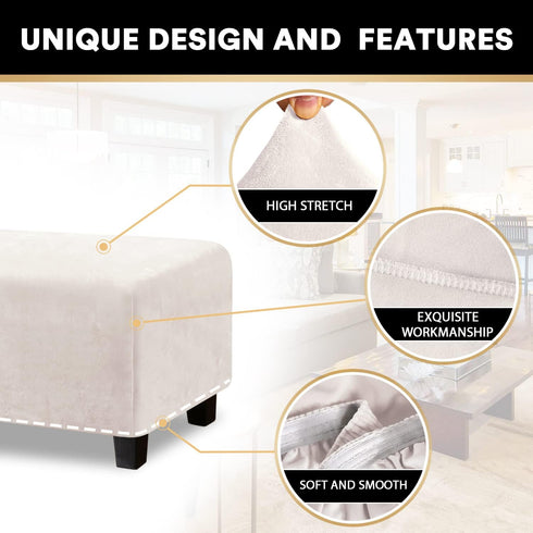 PrinceDeco Real Velvet Plush Ottoman Cover Soft Rectangle Folding Storage Covers Furniture Protector Removable Footstool Protect Footrest Covers E...