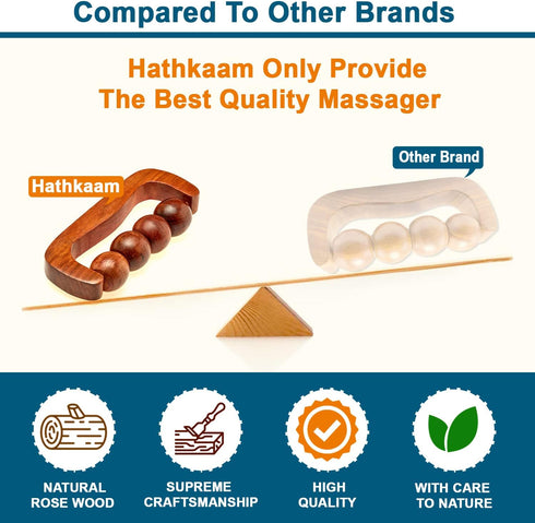 Hathkaam Wooden Massage Roller, 7" Rosewood Unisex Handheld Massager Roller for Full Body Pain Relief, Back, Neck & Shoulder, Pain Acupressure Dee...