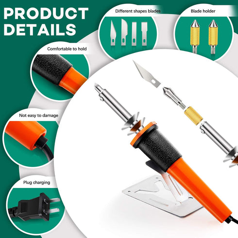 22 Pieces Electric Hot Knife Cutter Tool Kit Include Heated Knife Plastic Cutter With Multipurpose 16 Blades 4 Blade Holders Metal Stand For Soft ...