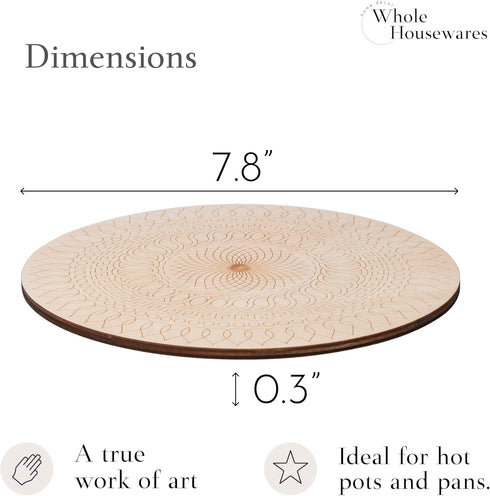 Whole Housewares Wooden Trivet for Hot Dishes Pots and Pans - Heat Resistant Wood Serving Board Pot - Kitchen Counter Accessories for Table Counte...