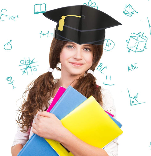 Syhood 36 Pcs Paper Graduation Cap for Kid Adult 2025 Adjustable Graduation Hat Headband Crown for Ceremony Party(Black)...