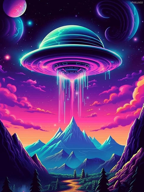 UPABLUNSO Alien Space Diamond Painting Kits for Adults, Space Diamond Art Kits, Landscape Gem Art Kits for Home Decor Wall Decor 12x16 inch...