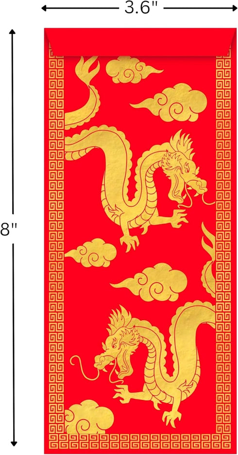 Amscan Vibrant Red Chinese New Year Money Envelope - 8" x 3.6" (Pack of 8) - Premium Paper, Ideal for Gifting, Elegant Design - Perfect Tradition ...