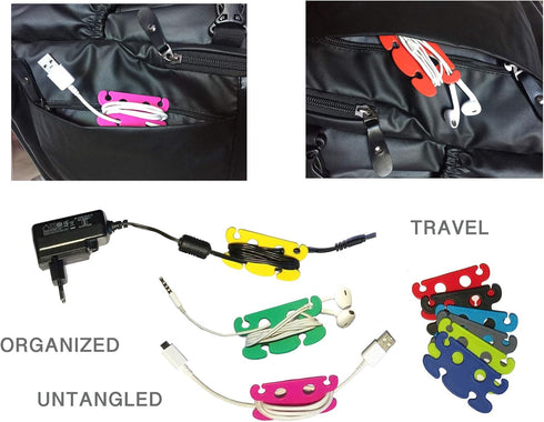 Cord Wrap Keeper and Organizer Earbud Holder Small Cable Winder Manager Shortener. Cables and Strings in Order in Your Pocket, Bag or Backpack, Dr...