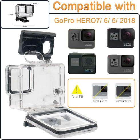 Waterproof Housing Case for GoPro Hero 5 6 7 Black, Protective Underwater Dive Shell with Bracket for Go Pro Hero5 6 Hero7 Black Action Camera Acc...
