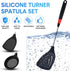 3 Pieces Silicone Stainless Steel Turner Spatula Set Includes Flexible Silicone Wok Spatula Slotted Spatula Skimmer Slotted Spoon for Nonstick Coo...