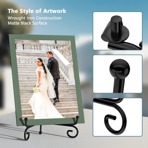 4 Inch 2 Pack Iron Display Stand, Black Wire Iron Easel Plate Holder Dish Stand for Displaying Pictures, Decoration Plates, Books Dishes and Arts...