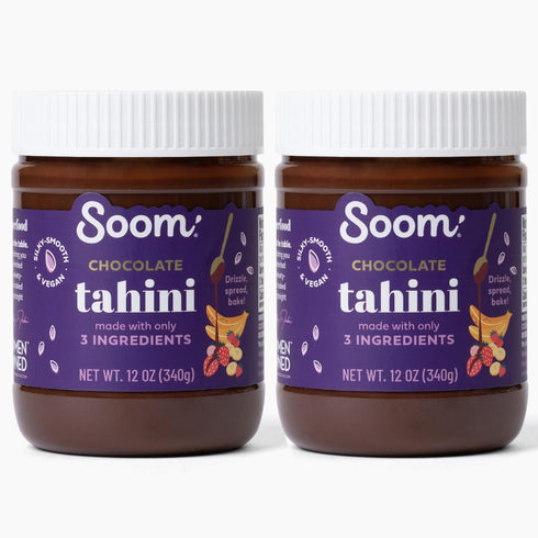 Soom Foods Chocolate Sesame Spread - 12oz (2 Pack) | Made with 3 Ingredients, Low Sugar, Dairy-Free, Nut-Free, Gluten-Free, Palm Oil-Free | 5g Pro...