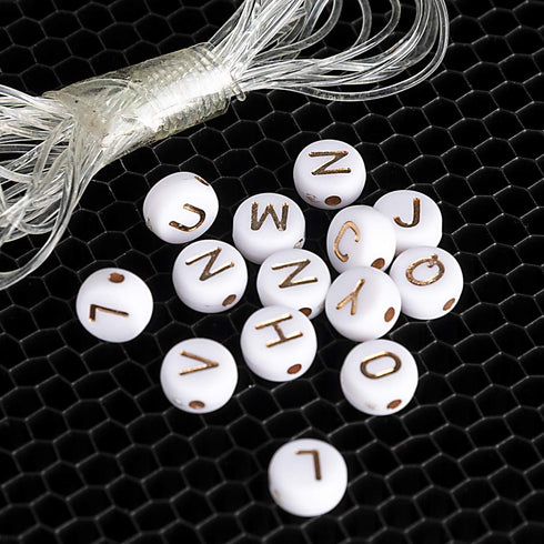 500 Pcs Acrylic Alphabet Letter Beads Rose Gold On White Name Bracelets for Jewelry Making (goldonwhite) (Rosegold)...