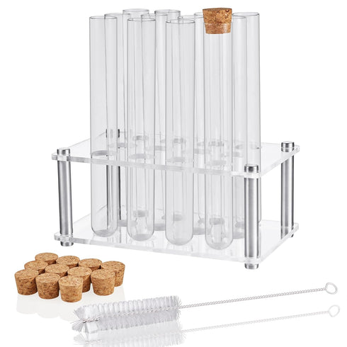 Ackers Transparent Acrylic Test Tube Bottle Small Glass Holder,Built-in Handle, 12 Tube Capacity, 1.1" (27mm) Holes for 80ML Test Tubes...