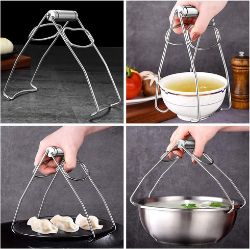 Folding Hot Dish Plate Clip Plate Stainless Steel Bowl Clip hot plate gripper clips holder Bowls Clamp Holder Tong for Kitchen Home Restaurant Coo...
