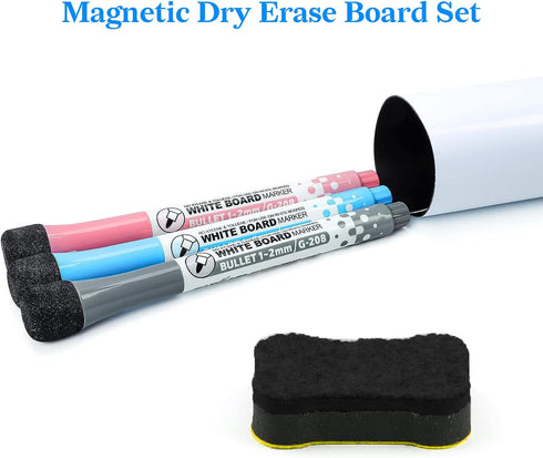 Magnetic Dry Erase Whiteboard for Fridge with 3 Markers and Eraser - Refrigerator White Board Planner and Organizer - 12"x10" Size by INSCOOL...