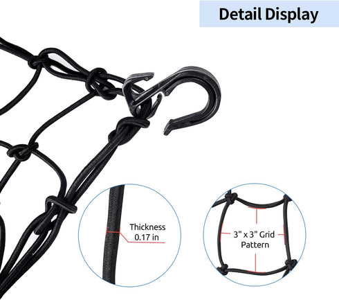 Super Strong Stretch Heavy-Duty 15" Cargo Net for Motorcycle ATV - Stretches to 45" Black...