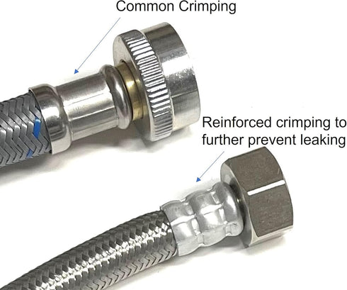 Faucet Water Supply Connector Line Braided Stainless Steel, Faucet Supply Line - 3/8 Female Compression Thread x 1/2 Female Iron Pipe Thread (3/8"...