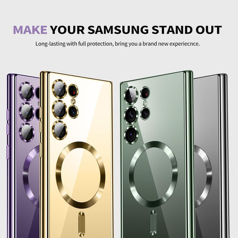 for Samsung Galaxy S22 Ultra Case, Covers for s22u .Magnetic Metallic Glossy Slim Clear Luxury Soft Shockproof funda capa para for Galaxy S22 Ultr...