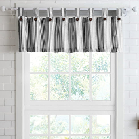 July Joy Cotton Valance Curtains 18 Inches Long Country Kitchen Curtains Tab Top for Small Window Bathroom Farmhouse 56" x 18", Black...