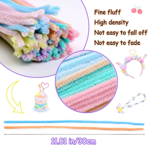 HPWF Pipe Cleaners Craft Supplies, Arts & Crafts Supplies Kits Include Pipe Cleaners, Pom Poms, Storage Bag, Eyes, Make Headband, Necklaces, Hairc...