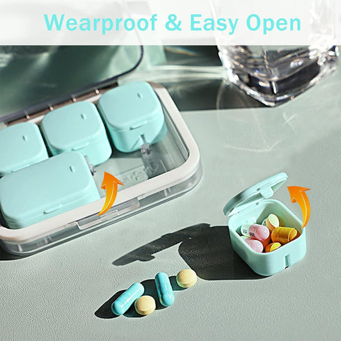 Pill Organizer SOFISO 4/6 Grid Free Assembly Travel Medicine Organizer 10 Day Pill Organizer Portable Pill Box Waterproof Pill Case Daily Medicati...