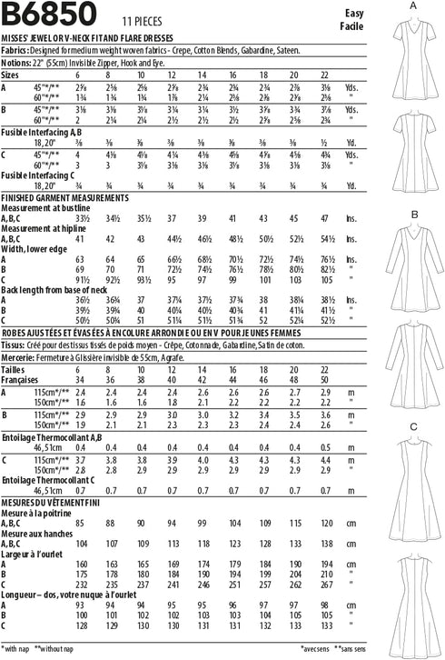 Butterick Misses' Flare Dress, Code B6850 Sewing Pattern Kit, Sizes 6-8-10-12-14-16-18-20-22, Multicolor...