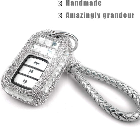 Car Key Shell Fob Key Cover with Bling Rhinestones For Honda Civic Accord CRV HRV...