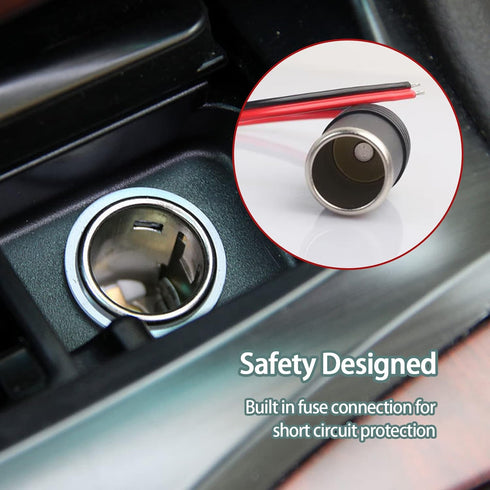 Car Charger Power Cigarette Lighter Female Socket Cable Plug Adapter, 12V 24V Car Replacement Cigar Cable Connector Adapter Auto Charger Power Cor...