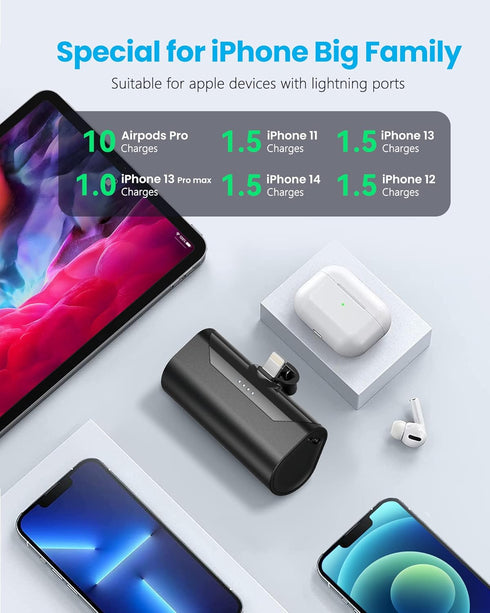Small Portable Charger for iPhone 4800mAh Power Bank Ultra-Compact 15W Mini Battery Pack Battery Bank Charger Compatible with iPhone 14 Pro/13/12/...